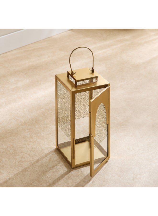 Home Box Skyline Mirage Metal Lantern with Glass - 15x15x33 cm - Image 2